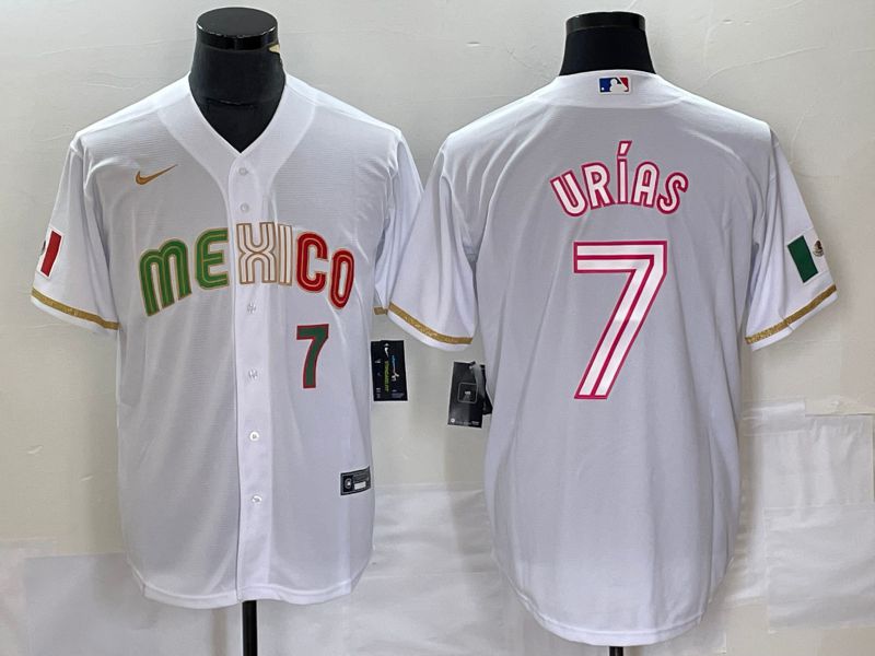 Men 2023 World Cub Mexico 7 Urias White Nike MLB Jersey style 18